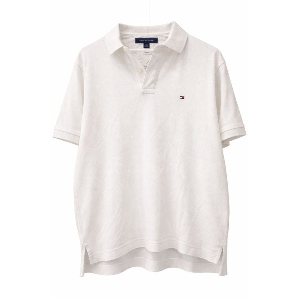 Tommy Hilfiger White Polo Shirt Men’s Large Classic Logo Cotton Short Sleeve
